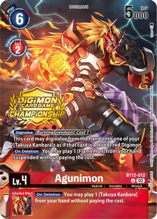Agunimon [BT12-012] (Championship 2023 Tamers Pack) [Across Time Promos] - Trinity Hobby