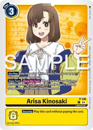Arisa Kinosaki [P-136] (Digimon Liberator Promotion Pack) [Promotional Cards] - Trinity Hobby