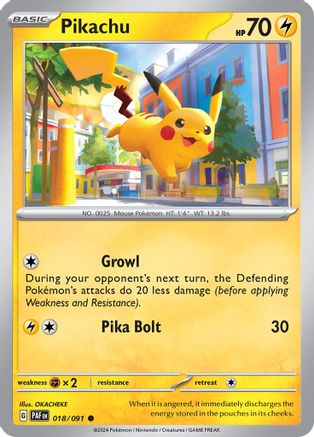 Pikachu (018/091) [Scarlet & Violet: Paldean Fates] - Trinity Hobby