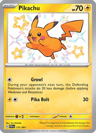 Pikachu (131/091) [Scarlet & Violet: Paldean Fates] - Trinity Hobby