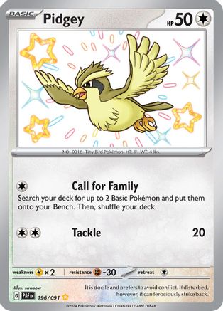 Pidgey (196/091) [Scarlet & Violet: Paldean Fates] - Trinity Hobby