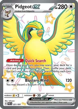 Pidgeot ex (221/091) [Scarlet & Violet: Paldean Fates] - Trinity Hobby