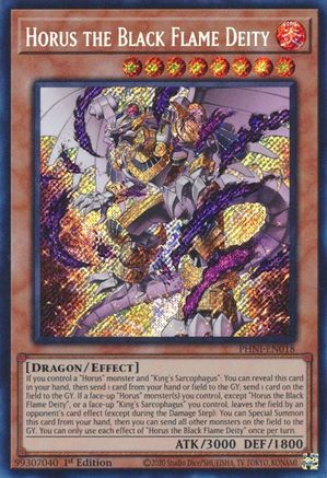 Horus the Black Flame Deity [PHNI-EN018] Secret Rare - Trinity Hobby