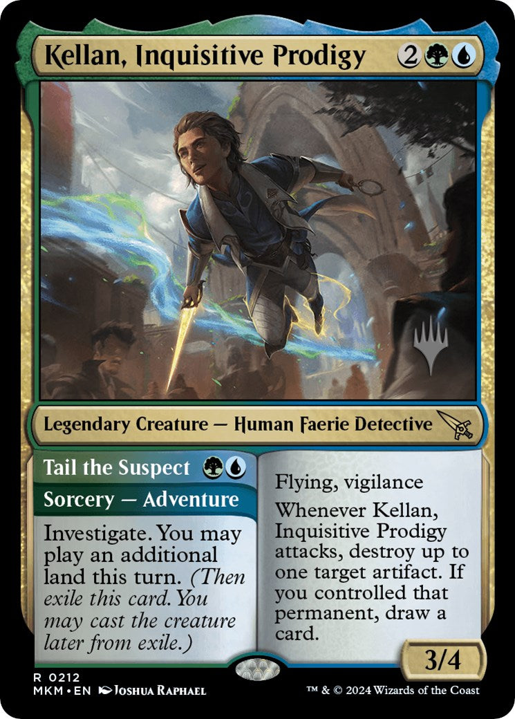 Kellan, Inquisitive Prodigy // Tail the Suspect (Promo Pack) [Murders at Karlov Manor Promos] - Trinity Hobby