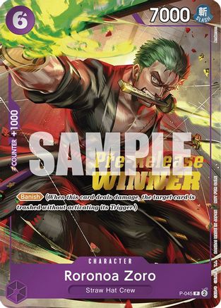 Roronoa Zoro (OP-06 Pre-Release Tournament) [Winner] (P-045) - [One Piece Promotion Cards] Foil - Trinity Hobby