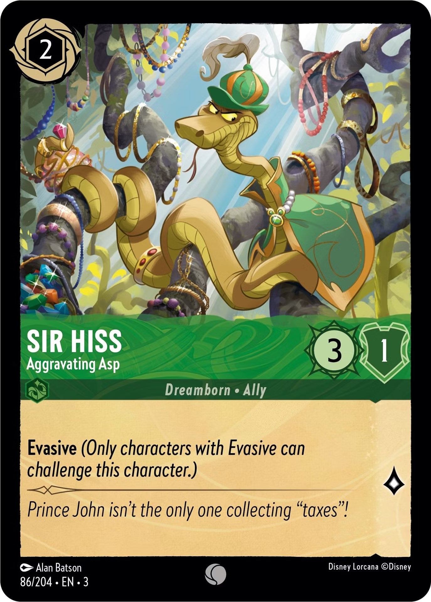 Sir Hiss - Aggravating Asp (86/204) [Into the Inklands] - Trinity Hobby