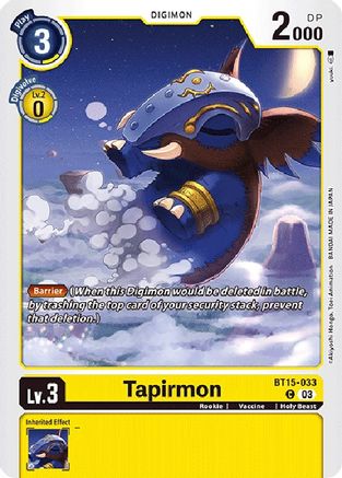 Tapirmon [BT15-033] [Exceed Apocalypse] - Trinity Hobby