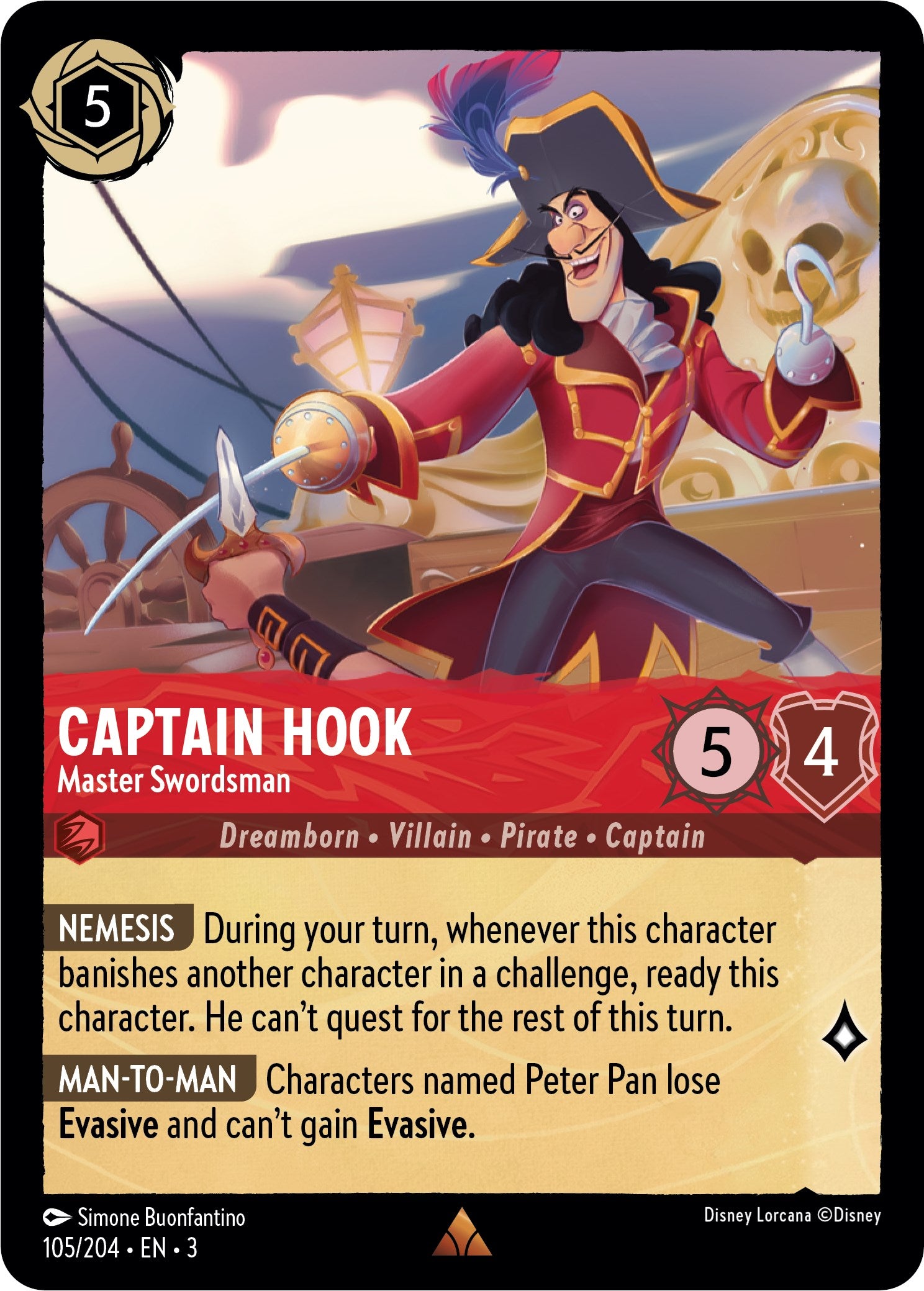 Captain Hook - Master Swordsman (105/204) [Into the Inklands] - Trinity Hobby
