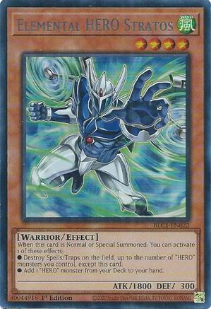 Elemental HERO Stratos (Alternate Art) (Silver) [BLC1-EN022] Ultra Rare - Trinity Hobby