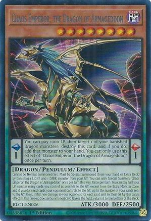 Chaos Emperor, the Dragon of Armageddon (Silver) [BLC1-EN026] Ultra Rare - Trinity Hobby