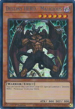 Destiny HERO - Malicious (Silver) [BLC1-EN030] Ultra Rare - Trinity Hobby