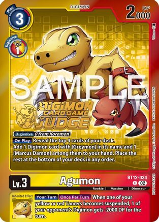 Agumon [BT12-034] - BT12-034 (Judge Pack 5) [Across Time Promos] - Trinity Hobby