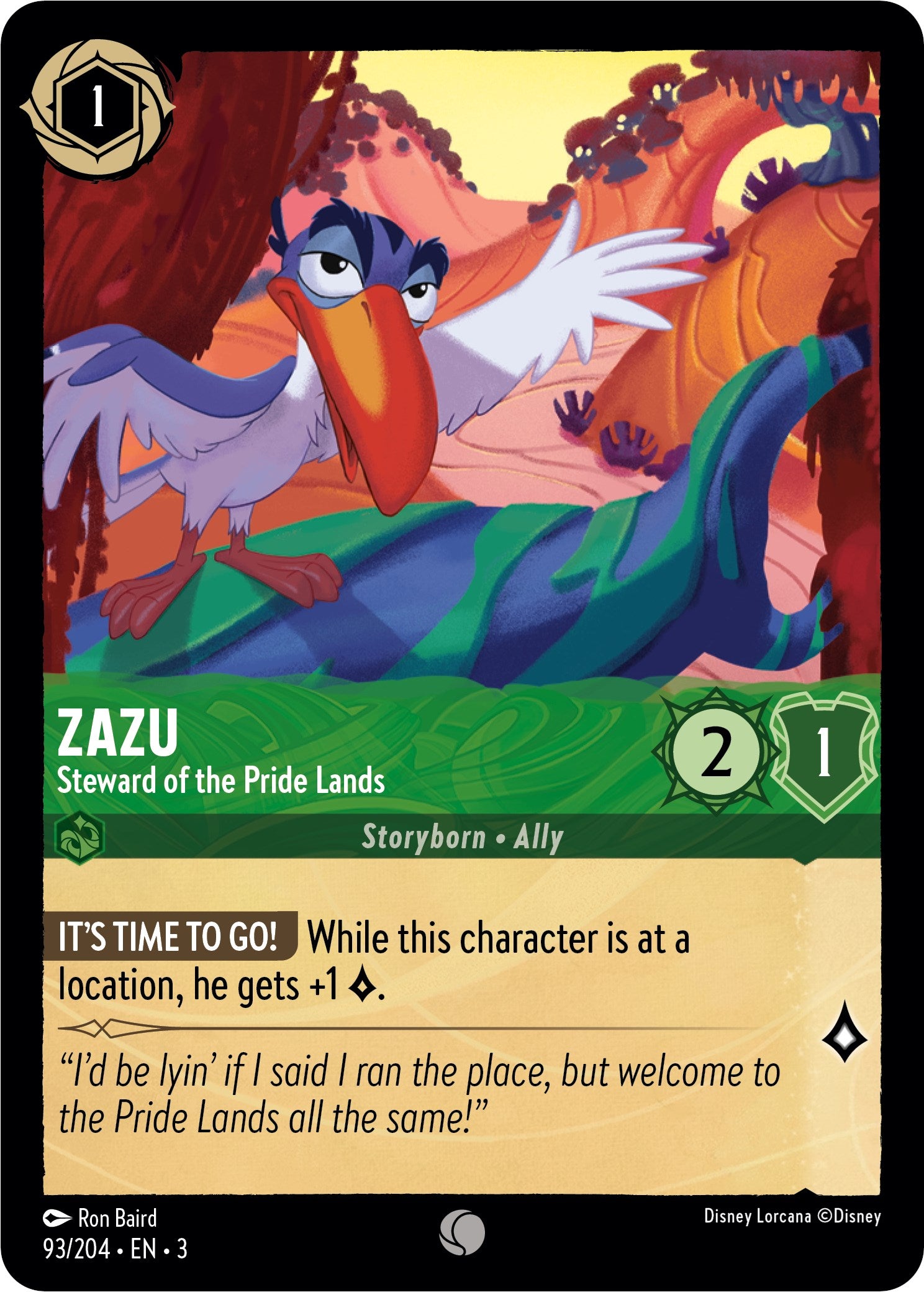 Zazu - Steward of the Pride Lands (93//204) [Into the Inklands] - Trinity Hobby