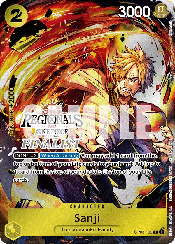 Sanji (Online Regional 2024) [Finalist] (OP03-102) - [One Piece Promotion Cards] Foil - Trinity Hobby