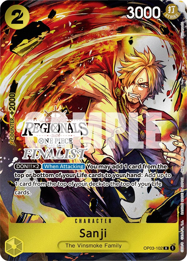 Sanji (Offline Regional 2024) [Finalist] (OP03-102) - [One Piece Promotion Cards] Foil - Trinity Hobby