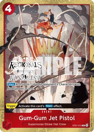 Gum-Gum Jet Pistol (Offline Regional 2024) [Finalist] (ST01-015) - [One Piece Promotion Cards] Foil - Trinity Hobby
