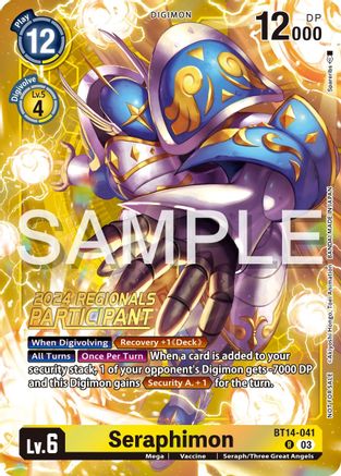 Seraphimon [BT14-041] (2024 Regionals Participant) [Blast Ace Promos] - Trinity Hobby