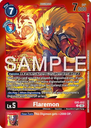 Flaremon [EX5-012] (2024 Regionals Champion) [Animal Colosseum Promos] - Trinity Hobby