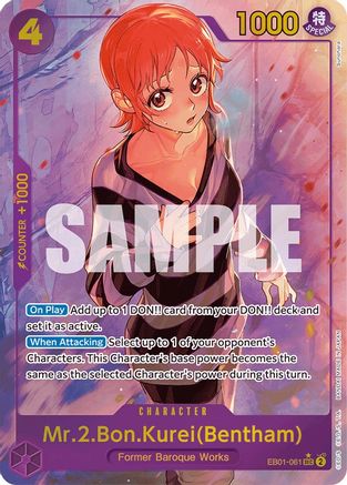 Mr.2.Bon.Kurei (Bentham) (Alternate Art) (EB01-061) - [Extra Booster: Memorial Collection] Foil - Trinity Hobby