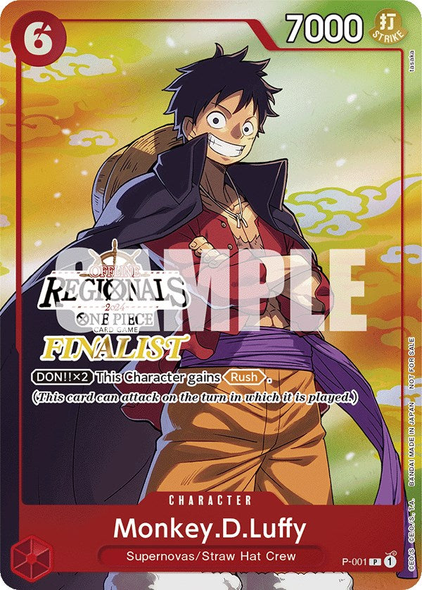 Monkey.D.Luffy (001) (Offline Regional 2024 Vol. 2) [Finalist] (P-001) - [One Piece Promotion Cards] Foil - Trinity Hobby