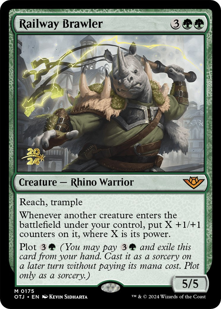 Railway Brawler [Outlaws of Thunder Junction Prerelease Promos] - Trinity Hobby