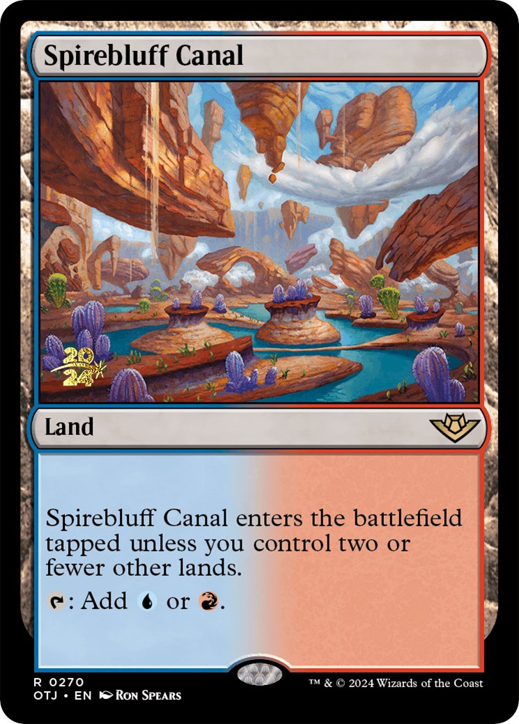 Spirebluff Canal (OTJ) [Outlaws of Thunder Junction Prerelease Promos] - Trinity Hobby
