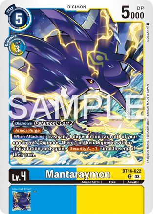 Mantaraymon [BT16-022] [Beginning Observer] - Trinity Hobby