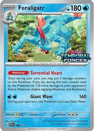 Feraligatr (089) (Staff Prerelease Promo) [Scarlet & Violet: Black Star Promos] - Trinity Hobby