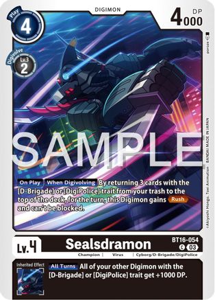 Sealsdramon [BT16-054] [Beginning Observer] - Trinity Hobby
