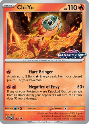 Chi-Yu (057) (Staff Prerelease Promo) [Scarlet & Violet: Black Star Promos] - Trinity Hobby