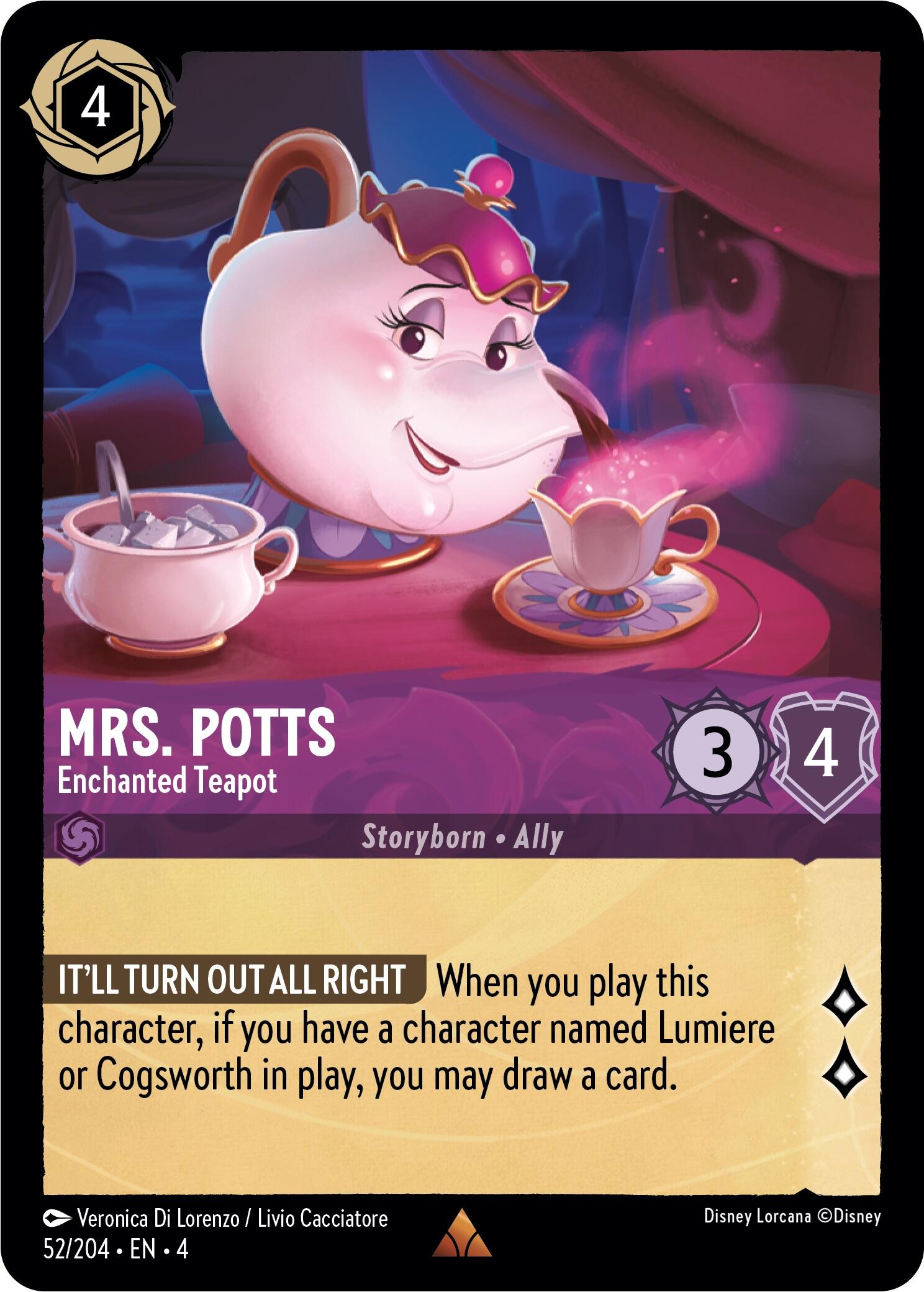 Mrs. Potts - Enchanted Teapot (52/204) [Ursula's Return] - Trinity Hobby