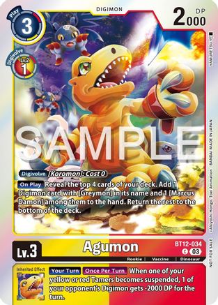 Agumon [BT12-034] (Official Tournament Vol.13 Winner Pack) [Across Time Promos] - Trinity Hobby