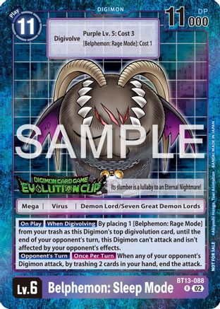 Belphemon: Sleep Mode [BT13-088] (2024 Evolution Cup) [Versus Royal Knights Booster Promos] - Trinity Hobby