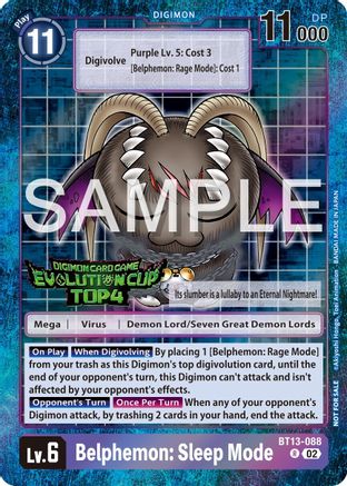 Belphemon: Sleep Mode [BT13-088] (2024 Evolution Cup Top 4) [Versus Royal Knights Booster Promos] - Trinity Hobby