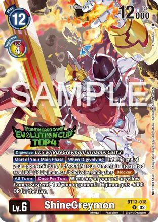 ShineGreymon [BT13-018] (2024 Evolution Cup Top 4) [Versus Royal Knights Booster Promos] - Trinity Hobby