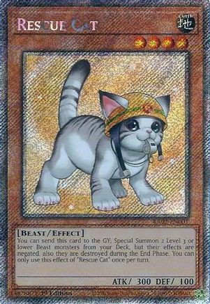 Rescue Cat (Alternate Art) (Platinum Secret Rare) [RA02-EN001] Platinum Secret Rare - Trinity Hobby