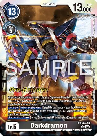 Darkdramon [BT16-065] [Beginning Observer Pre-Release Promos] - Trinity Hobby