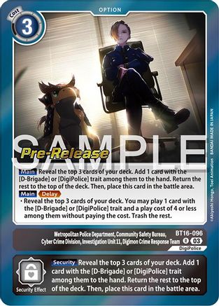 Metropolitan Police Department, Community Safety Bureau, Cyber Crime Division, Investigation Unit 11... [BT16-096] [Beginning Observer Pre-Release Promos] - Trinity Hobby