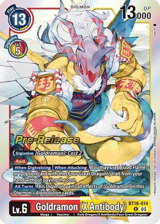 Goldramon (X Antibody) [BT16-014] [Beginning Observer Pre-Release Promos] - Trinity Hobby