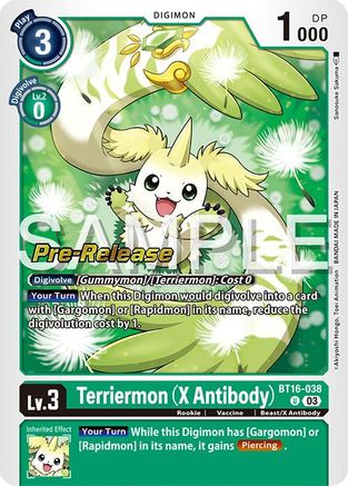 Terriermon (X Antibody) [BT16-038] [Beginning Observer Pre-Release Promos] - Trinity Hobby