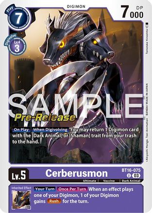 Cerberusmon [BT16-075] [Beginning Observer Pre-Release Promos] - Trinity Hobby
