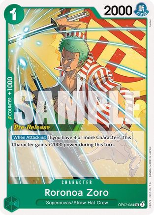 Roronoa Zoro (034) (OP07-034) - [500 Years in the Future Pre-Release Cards]