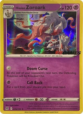 Hisuian Zoroark (EB Games Exclusive) - (076/196) Holofoil [Miscellaneous Cards & Products]