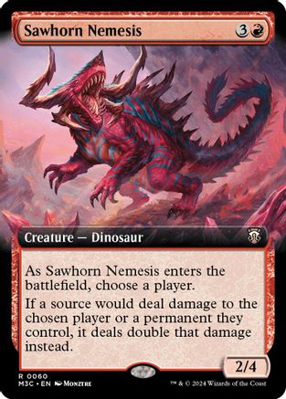 Sawhorn Nemesis (Extended Art) (Ripple Foil)  [Foil]  (M3C-060) - [Modern Horizons 3 Commander] - Trinity Hobby