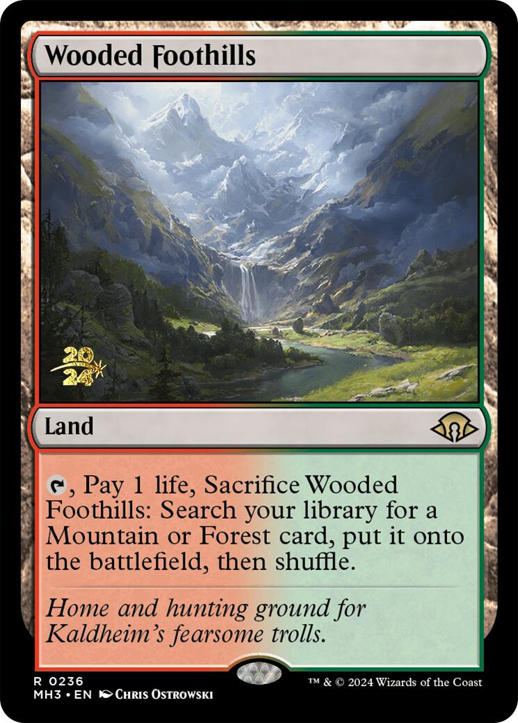 Wooded Foothills [Modern Horizons 3 Prerelease Promos] - Trinity Hobby