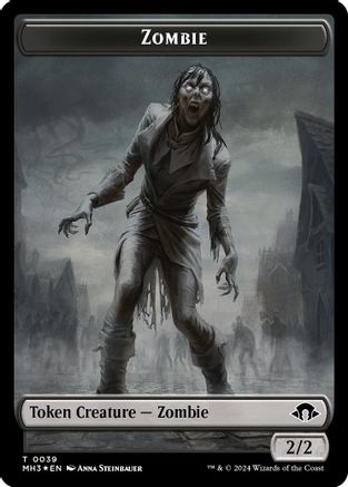 Zombie (Ripple Foil) // Elephant Double-Sided Token  [Foil]  (M3C-39 // 18) - [Modern Horizons 3 Commander] - Trinity Hobby