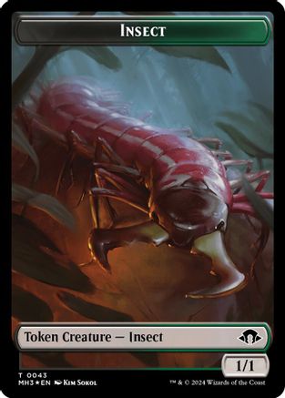 Insect (0043) (Ripple Foil) // Zombie Double-Sided Token  [Foil]  (MH3-43 // 21) - [Modern Horizons 3] - Trinity Hobby
