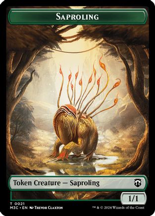 Saproling (Ripple Foil) // Emblem - Garruk, Apex Predator Double-Sided Token  [Foil]  (M3C-21 // 27) - [Modern Horizons 3 Commander] - Trinity Hobby