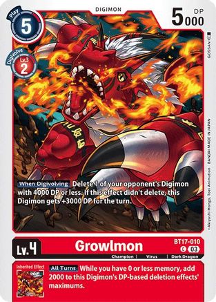 Growlmon [BT17-010] [Secret Crisis] - Trinity Hobby