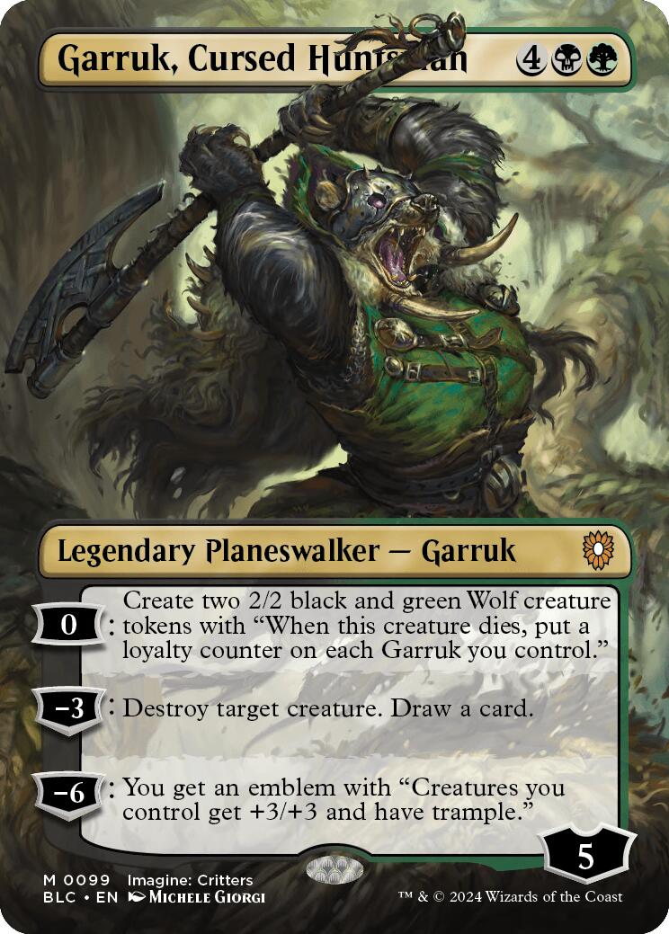 Garruk, Cursed Huntsman (Borderless) [Bloomburrow Commander] - Trinity Hobby